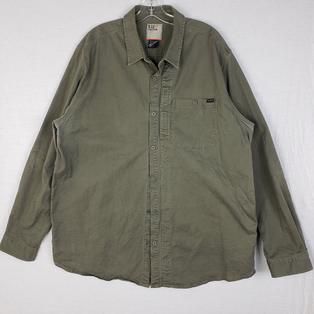 5.11 Tactical Long Sleeve Shirt Shacket Snap Buttons Army Green Military sz 2XL